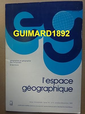 L'Espace géographique tome XII n°4 octobre 1983