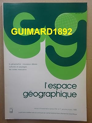 L'Espace géographique tome XIV n°1 janvier 1985