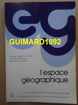 L'Espace géographique tome XVII n°4 octobre 1988