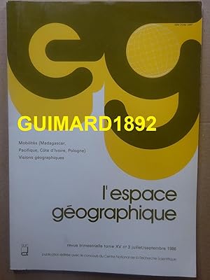 L'Espace géographique tome XV n°3 juillet 1986