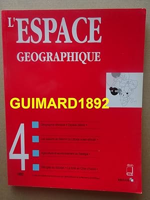 L'Espace géographique tome XXI n°4 octobre 1992