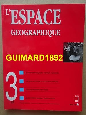 L'Espace géographique tome XXI n°3 juillet 1992