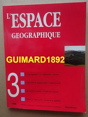 L'Espace géographique tome 27 n°3 juillet 1998