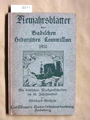 Imagen del vendedor de Die badischen Markgrafschaften im 16. Jahrhundert. ("Neujahrsblt ter der Badischen Historischen Kommission. N.F.", 13) a la venta por Versandantiquariat Dr. Wolfgang Ru