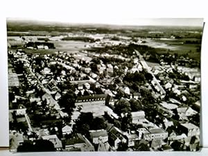 Greven in Nordrhein Westfalen. AK s/w. Luftbild, Fliegeraufnahme, Panoramablick über die Stadt