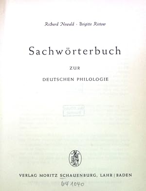Bild des Verkufers fr Sachwrterbuch zur deutschen Philologie. zum Verkauf von books4less (Versandantiquariat Petra Gros GmbH & Co. KG)