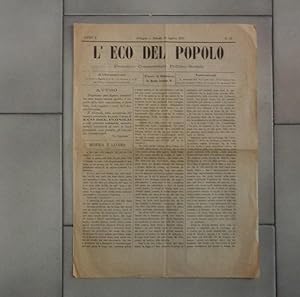 L'ECO DEL POPOLO, periodico commerciale politico sociale, numero 13 del 19 agosto 1876 - ANNO PRI...