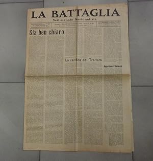 LA BATTAGLIA, settimanale nazionalista, numero 46 del 25 novembre 1920 - ANNO SECONDO -, Bologna,...