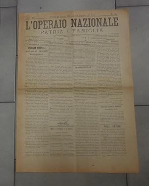 L'OPERAIO NAZIONALE - PATRIA E FAMIGLIA, numero 704 dedl 2-3 ottobre 1897 -ANNO XX - , Bologna, T...