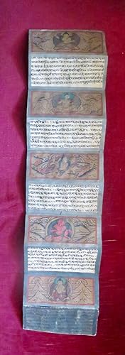 Sanskrit-Handschrift - Beidseitig beschriebenes Leporello in Devanagari-Schrift in schwarz mit 5 ...