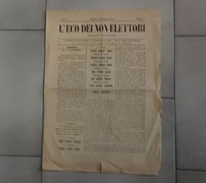 L'ECO DEI NON ELETTORI, giornale democratico, numero 4 del 2 novembre 1876 . ANNO PRIMO, Bologna,...
