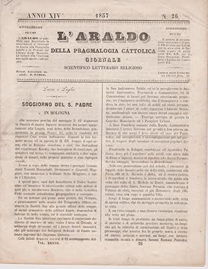 L'ARALDO DELLA PRAGMALOGIA CATTOLICA, giornale scientifico, letterario, religioso, numero del 185...