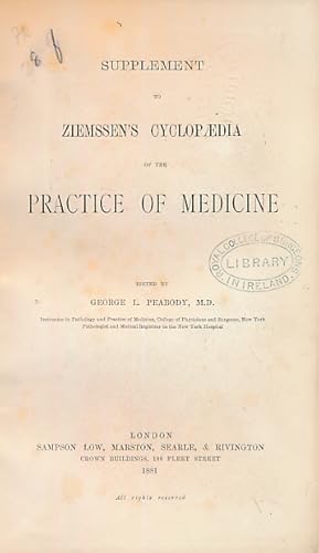 Image du vendeur pour Cyclopaedia of the Practice of Medicine. Supplement mis en vente par Barter Books Ltd