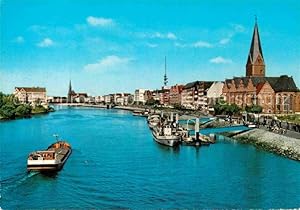 Postkarte Carte Postale 72807549 Bremen Weser Binnenschiffahrt Schiffsanleger Kirche Arbergen