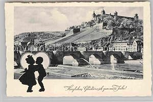 Postkarte Carte Postale 42816369 Wuerzburg Festung Mainbruecke Neujahrsglueckwuensche Wuerzburg