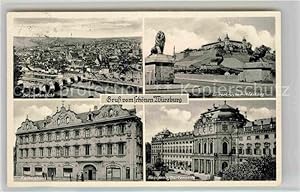 Postkarte Carte Postale 42816294 Wuerzburg Loewenbruecke Festung Falkenhaus Residenz Panorama Wue...