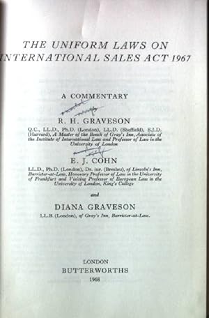 Imagen del vendedor de The Uniform laws on International Sales Act 1967 a la venta por books4less (Versandantiquariat Petra Gros GmbH & Co. KG)