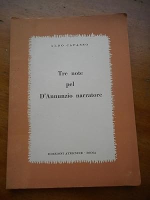 Imagen del vendedor de Tre note pel d'Annunzio narratore a la venta por Frederic Delbos