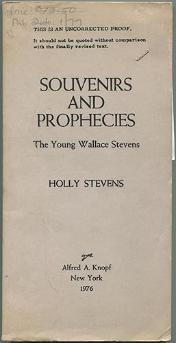 Immagine del venditore per Souvenirs And Prophecies: The Young Wallace Stevens venduto da Between the Covers-Rare Books, Inc. ABAA