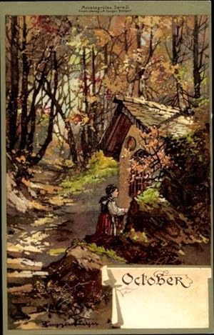 Künstler Ansichtskarte / Postkarte Guggenberger, Thomas, Monat Oktober, Herbst, Waldkapelle
