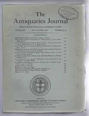 The Antiquaries Journal, Being the Journal of The Society of Antiquaries of London, Volume XXX, 1...