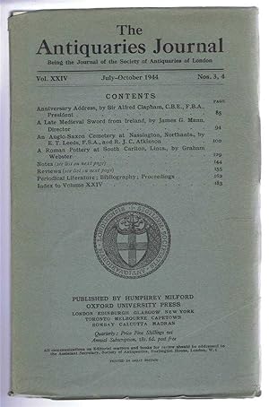 The Antiquaries Journal, Being the Journal of The Society of Antiquaries of London, Volume XXIV, ...