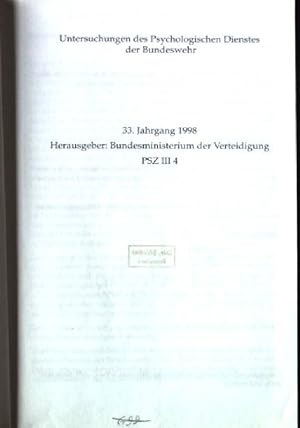 Seller image for Untersuchungen des Psychologischen Dienstes der Bundeswehr. 33. Jahrgang for sale by books4less (Versandantiquariat Petra Gros GmbH & Co. KG)