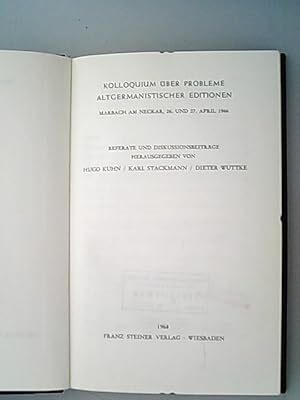 Bild des Verkufers fr Probleme altgermanistischer Editionen. Kolloquium ber Probleme altgermanistischer Editionen. Referate und Diskussionsbeitrge. (= Forschungsberichte, Band 13) zum Verkauf von Antiquariat Bookfarm