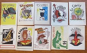 10 different ex libris, all in colour and in very good condition. 7,5 x 5,3 cm.