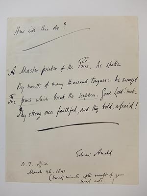 Autograph Manuscript Signed; Original Poem