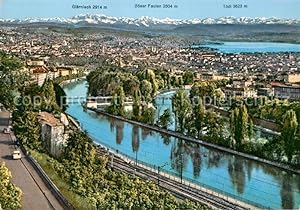Postkarte Carte Postale 12935380 Zuerich ZH Limmat Sihl und die Alpen Zuerich