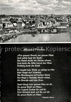Bild des Verkufers fr Postkarte Carte Postale 72952751 Husum Nordfriesland Stadtpanorama Gedicht Theodor Storm Husum zum Verkauf von Versandhandel Boeger