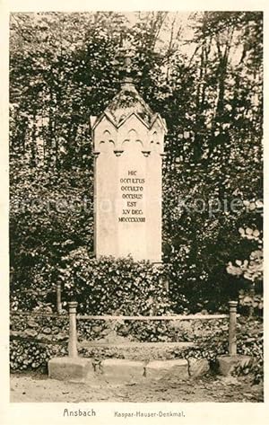 Postkarte Carte Postale 42954965 Ansbach Mittelfranken Kaspar Hauser Denkmal Ansbach