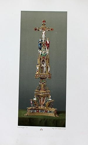 "Kruzifix" originale Heliogravure über Tonplatte ca. 29x12cm (Darstellung/image size) auf Büttenp...