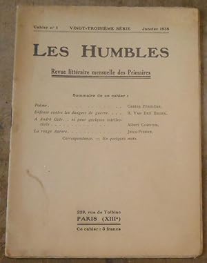 Les Humbles Revue littéraire mensuelle des Primaires n°1 1938