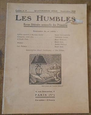 Les Humbles Revue littéraire mensuelle des Primaires n°9 1929