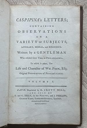 CASPIPINA'S LETTERS; Containing Observations on a Variety of Subjects, Literary, Moral and Religi...