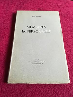 Seller image for MEMOIRES IMPERSONNELS for sale by LE BOUQUINISTE