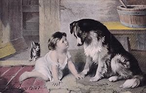 Cant You Talk Doctor Dolittle Style Antique Dog Cute Postcard