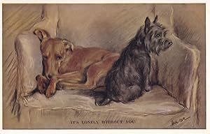 Its Lonely Without You Tailwagger Dog Valentines Dogs Pining Postcard