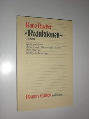 Seller image for Reduktionen. Gedichte. for sale by Stefan Kpper