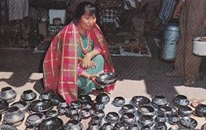 New Mexico Black Pottery Crafts Market Trader 1970s Postcard