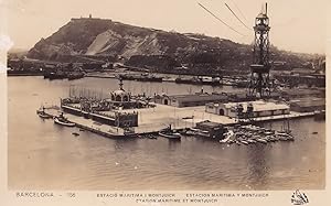 Montjuich Station Maritime Military Ship Base Barcelona Old Postcard