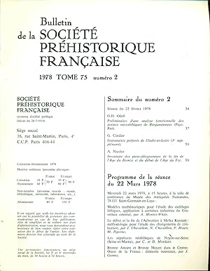 Bulletin de la société Préhistorique Française. Tome 75 . No 2