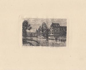 "Nürnberg a.d.Pregnitz" Radierung, links unten beschriftet, rechts unten signiert, ca. 8 x 11,5 c...