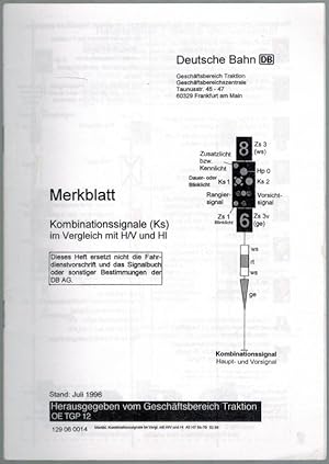 Imagen del vendedor de Merkblatt Kombinationssignale (Ks) im Vergleich mit H/V und HI. a la venta por Antiquariat Fluck