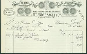 Receipt from Grand Magasins Du Louvre (Place Du Palais-Royal, Paris) to M. Cappon April 13, 1897.