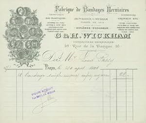 Receipt from G & H Wickham (16 Rue de la Banque, Paris) to Monsieur Louis Passy, April 10, 1901.