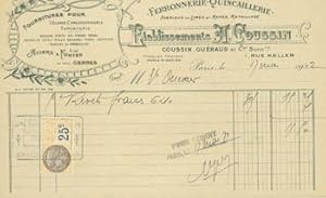 Receipt from Coussin, Gueraud et Cie. (1 Rue Keller, Paris) March 17, 1932.