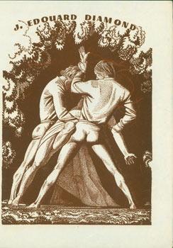 J. Edouard Diamond Bookplate design using Rockwell Kent illustration Confusion Fall (illustration...